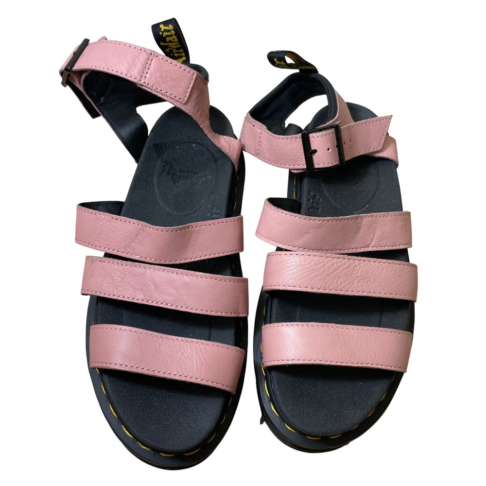 Dr. Martens Pink Triple-Strap Platform Sandals with Black Sole